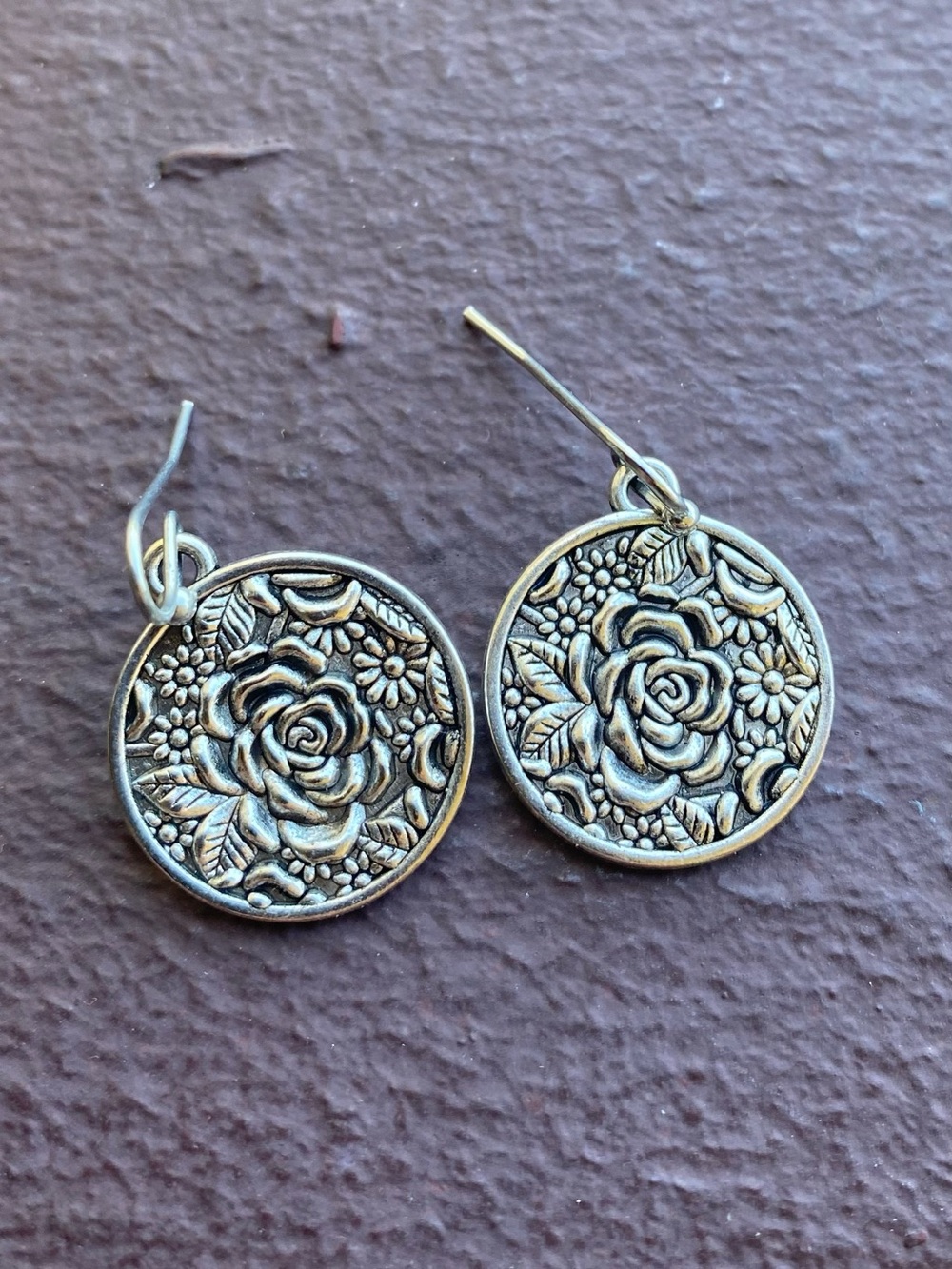 Floral Rose Medallion Dangle Drop Earrings